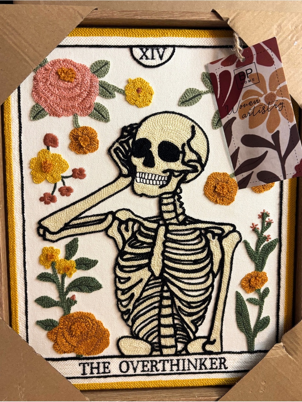 BP Home Textile Embroidery Woven Wall Art THE OVERTHINKER Tarot Card, New, 12x15